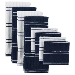 Blue Ribbed Terry Dishtowel Dishcloth Set/8