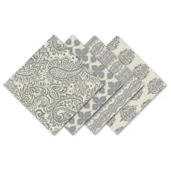 Casual Print Cotton Fabric Napkin, Set Of 24, Gray