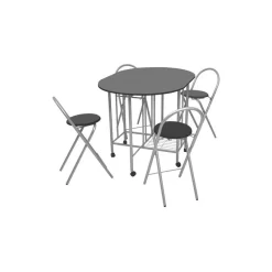 VidaXL Folding Dining Set Five Pieces MDF Black Collapsible Kitchen Furniture