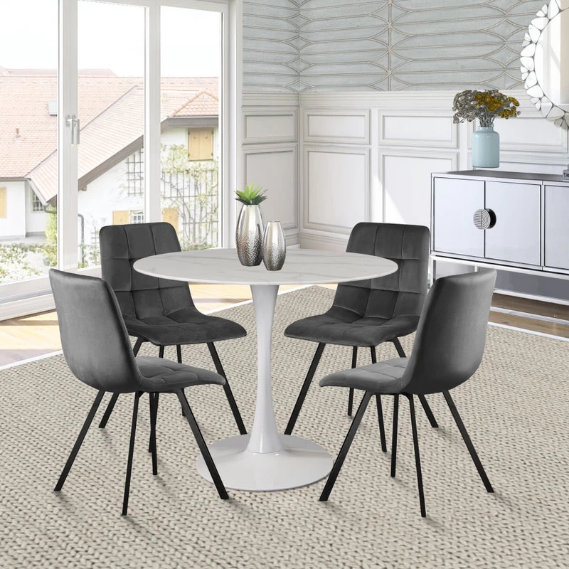 The Luna Dining Table, 36", White, Midcentury, Round - Image 3