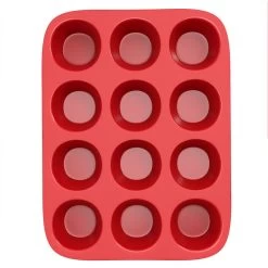 Silicone Muffin Pan, Nonstick Reusable Baking Tray, 12 Cups By Chef Buddy