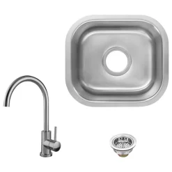 Stainless Steel 18-Gauge Single Bowl Bar Sink With Gooseneck Kitchen Faucet