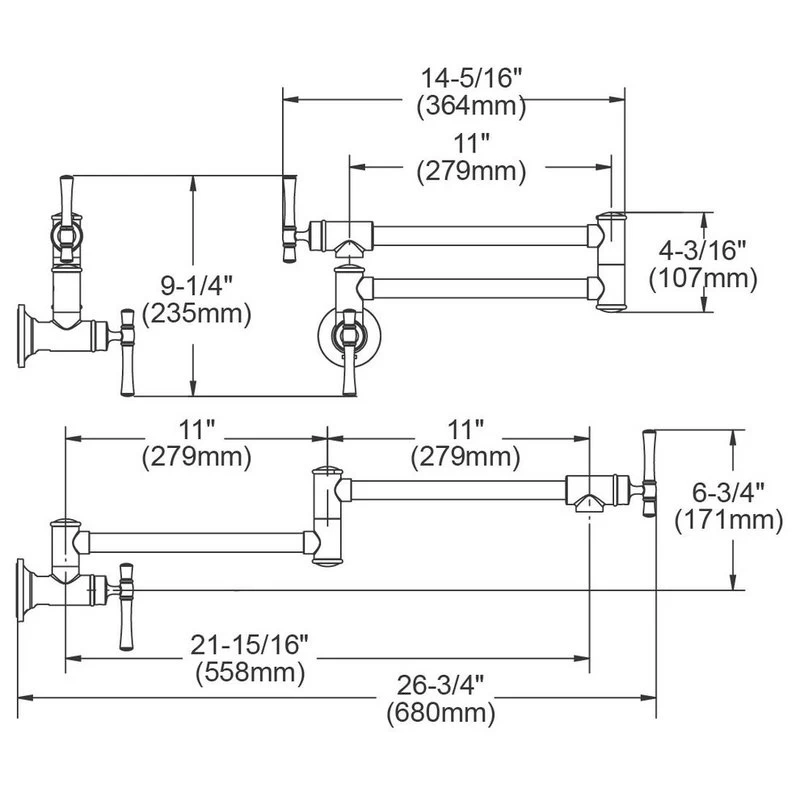Elkay Explore Wall Mount Pot Filler Kitchen Faucet W/ Lever Handles, Chrome - Image 4