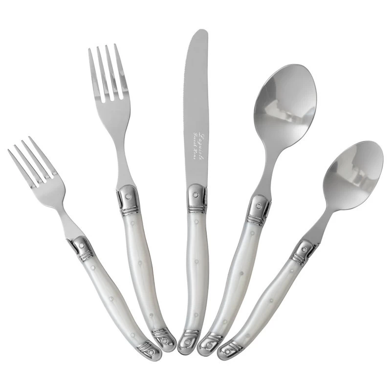 French Home Laguiole 20 Piece Stainless Steel Flatware For 4, Pearl White - Image 7