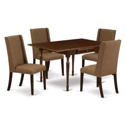 East West Furniture Monza 5-piece Wood Kitchen Table Set In Mahogany
