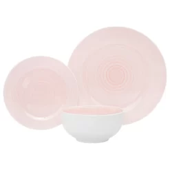 Ripple 12 Piece Dinnerware Set, Service For 4, Pink