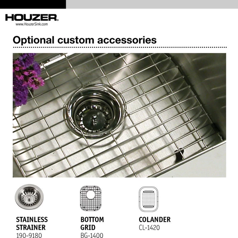 Houzer CS-1407-1 Club Series Undermount Medium Bowl Bar/Prep Sink - Image 4