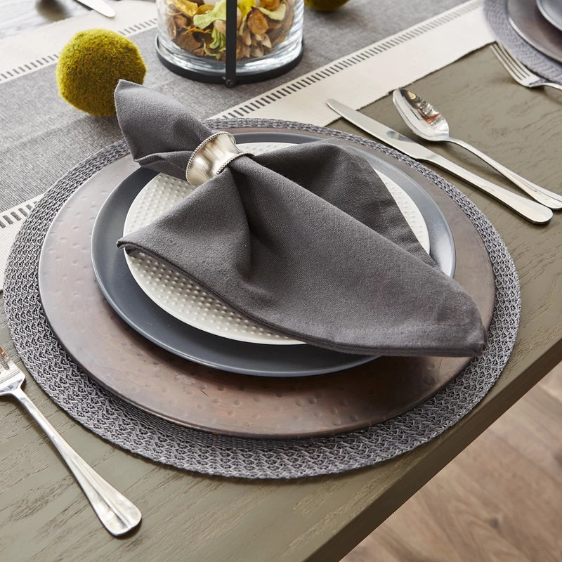 Gray Floral Pp Woven Round Placemat, Set Of 6 - Image 3