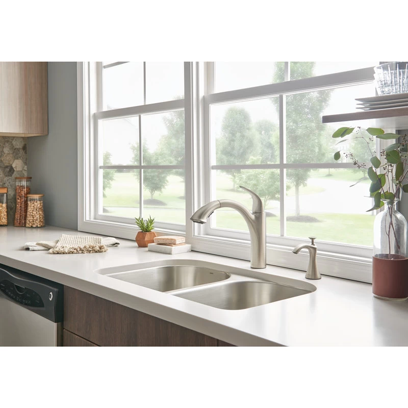 Moen Camerist 1-Handle Low Arc Pullout Kitchen Faucet, Spot Resist Stainless - Image 9