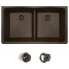 812 Low-Divide Double Bowl Kitchen Sink, Mocha, Colored Strainer/Flange