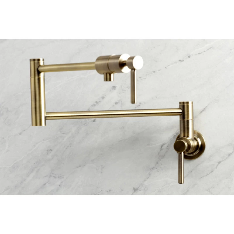 Kingston Brass KS4103DL Concord Wall Mount Pot Filler, Antique Brass - Image 4