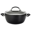 Symmetry Hard-Anodized Nonstick 5-1 And 2-Quart Covered Casserole, Black