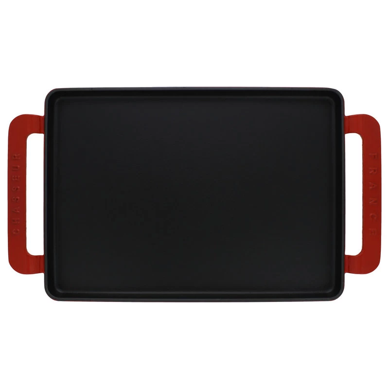 Chasseur 14" Red Rectangular Griddle French Enameled Cast Iron - Image 2