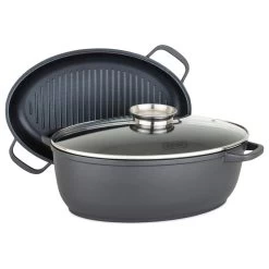 Viking 3-in-1 8.6 Qt Die Cast Oval Roaster With BONUS Glass Basting Lid