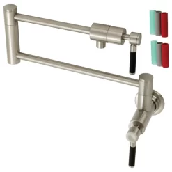 Kingston Brass KS4108DKL Kaiser Wall Mount Pot Filler, Brushed Nickel