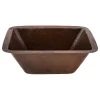 Premier Copper Products Rectangle Copper Bar Sink With 2" Drain Size, 2"