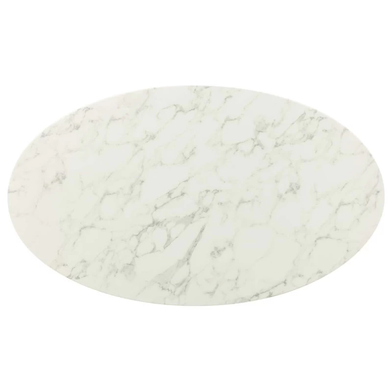 Lippa Oval Dining Table With Gold Base, Marble Top, 54" - Image 3