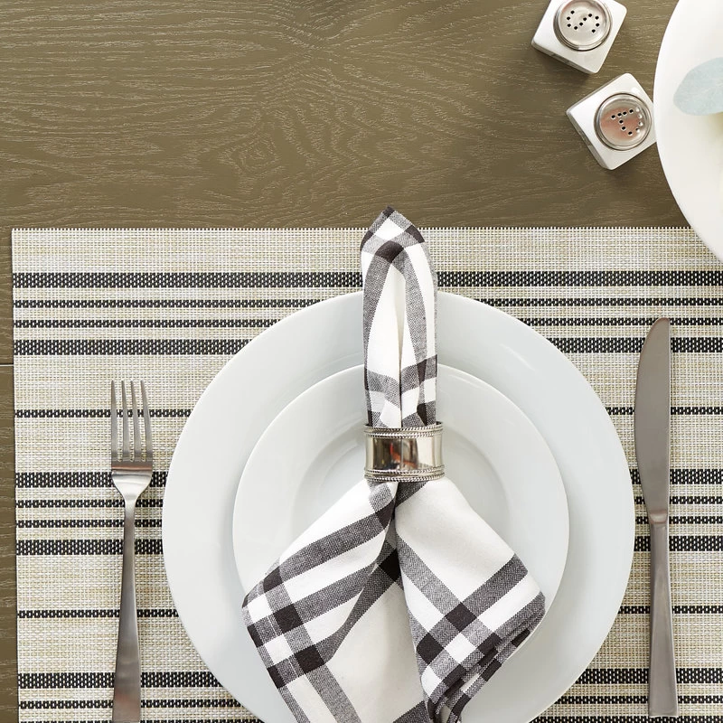 Black Farmhouse Stripe Pvc Woven Placemat Set Of 6 - Image 4