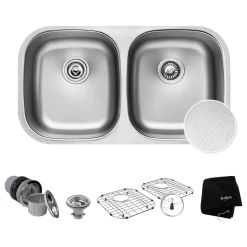 Premier 32" Undermount Stainless Steel 2-Bowl 16 Gauge Kitchen Sink 50/50 Split