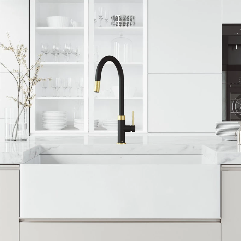 VIGO Bristol Kitchen Faucet, Matte Brushed Gold/Matte Black - Image 6