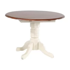 A-America British Isles 42" Round Drop-Leaf Dining Table, Merlot-Buttermilk