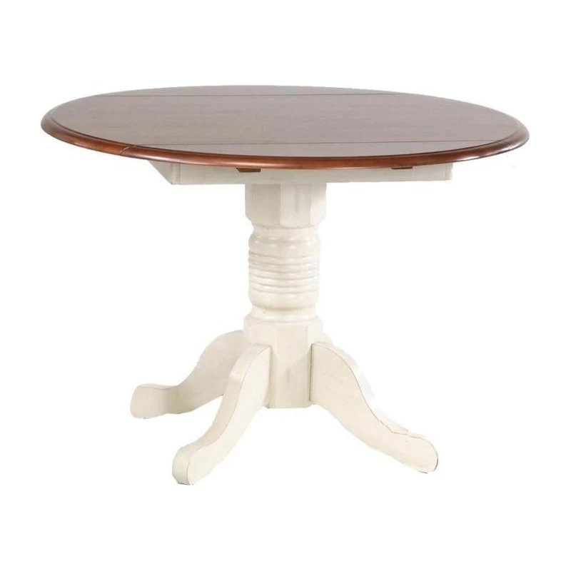 A-America British Isles 42" Round Drop-Leaf Dining Table, Merlot-Buttermilk