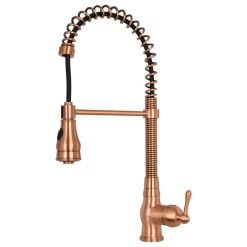 Copper Pre-Rinse Spring Kitchen Faucet With Pull Down Sprayer