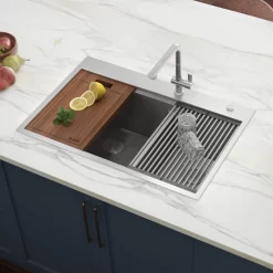 33-inch Workstation Drop-in 60/40 16 Gauge Stainless Steel Ledge Sink - RVH8035