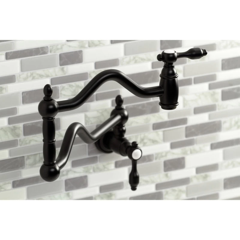 Kingston Brass KS2100TAL Tudor Wall Mount Pot Filler, Matte Black - Image 3