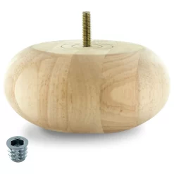2-1/2" Highx5-1/2" OD Unfinished Solid Hardwood Round Bun Feet