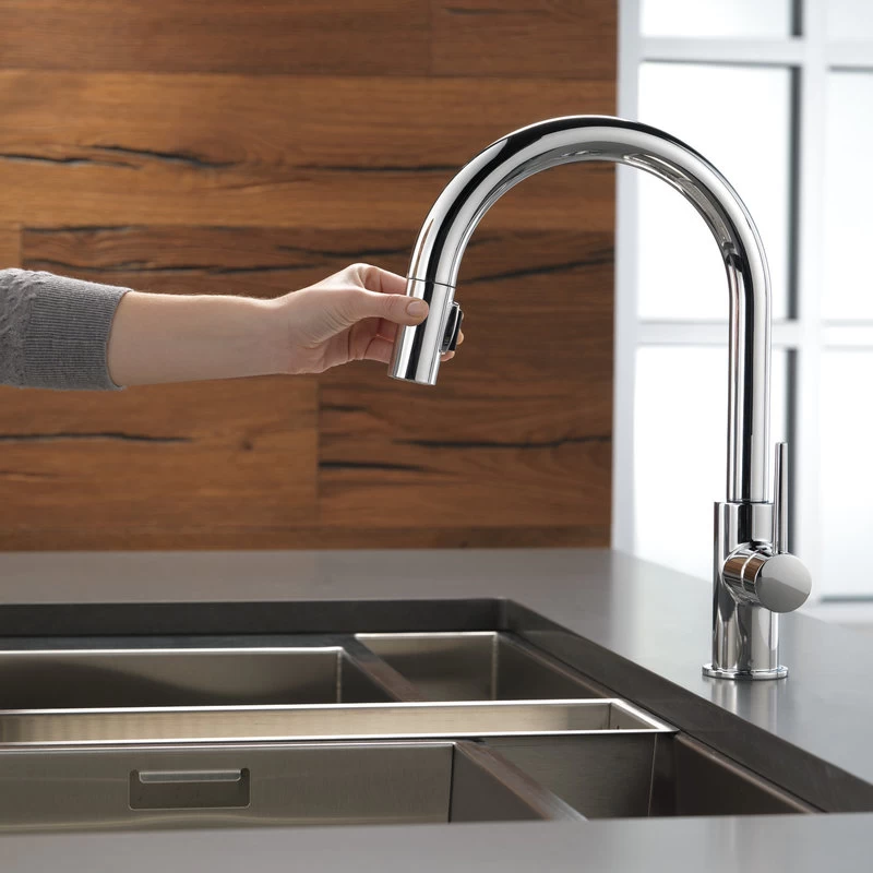 Delta Trinsic Single Handle Pull-Down Kitchen Faucet, Polished Chrome - Image 5