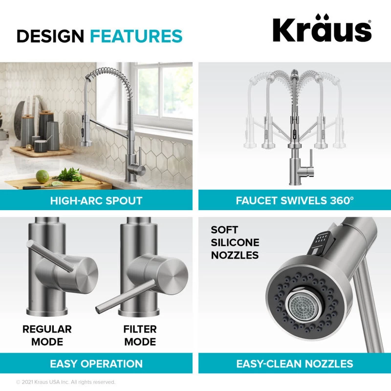 Bolden Commercial Pull-Down 1-Handle Kitchen Filter Faucet, 3-Function, SFS - Image 14