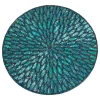 Jaipur Handmade Beded Design 15-inch Round Placemat - 1-Piece, Teal