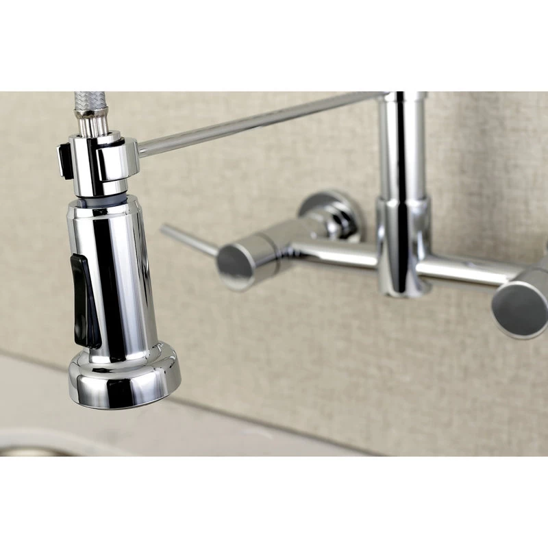 Gourmetier Concord 2-Handle Wall Mount Pull-Down Kitchen Faucet, Polished Chrome - Image 5
