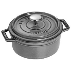 Staub Cast Iron 0.5-qt Round Cocotte - Graphite Grey