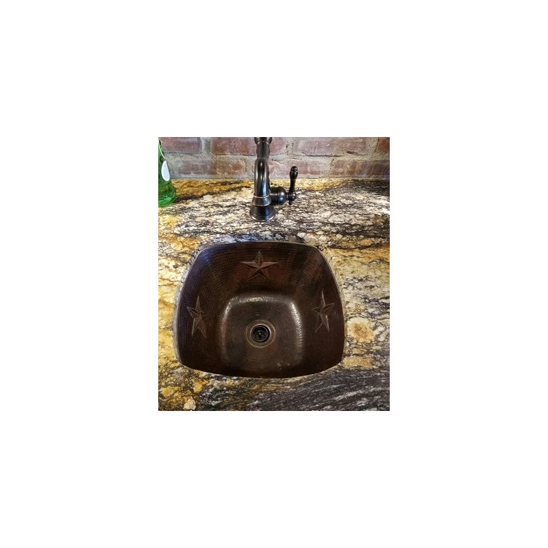 Handmade Aged Copper 15" Square Copper Kitchen Bar Prep Sink GRAPE Design - Image 2