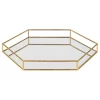 Felicia Gold Metal Mirrored Decorative Tray, Gold, 20x20