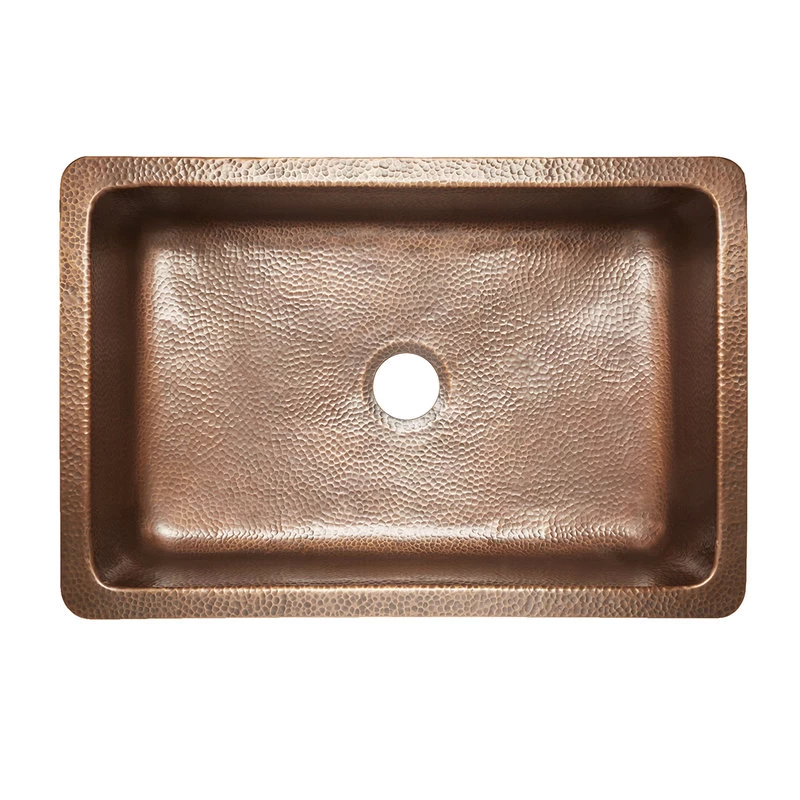 Ganku 33" Farmhouse Copper Single Bowl Kitchen Sink With Scroll - Image 3