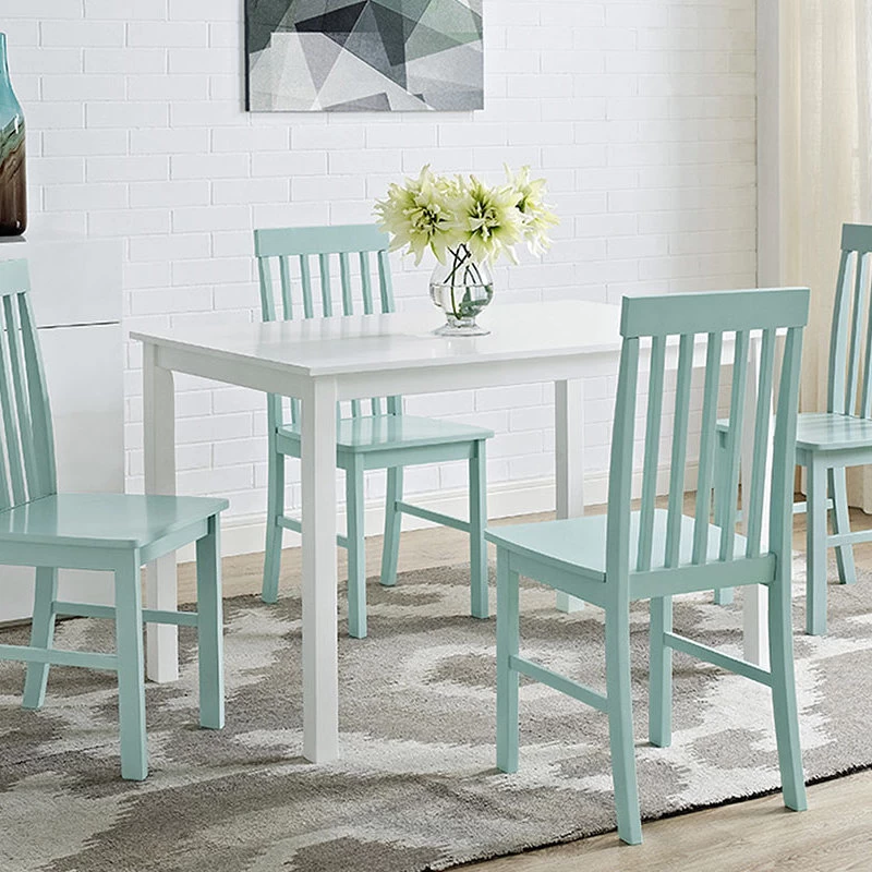 Delacora WE-BDW485PC Dixon 5 Piece Wood Framed Modern Dining Set - Blue - Image 2