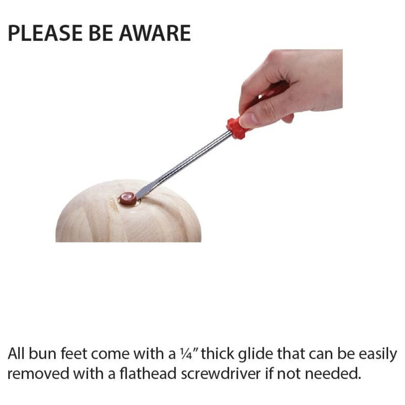 2-1/2" Highx5-1/2" OD Unfinished Solid Hardwood Round Bun Feet - Image 5