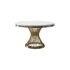 Modern Pedestal Dining Table Faux Marble Tabletop Golden Stainless Steel Frame