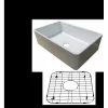 Fireclay Glossy White Farmhouse Kitchen Sink With Stainless Sink Protective Grid