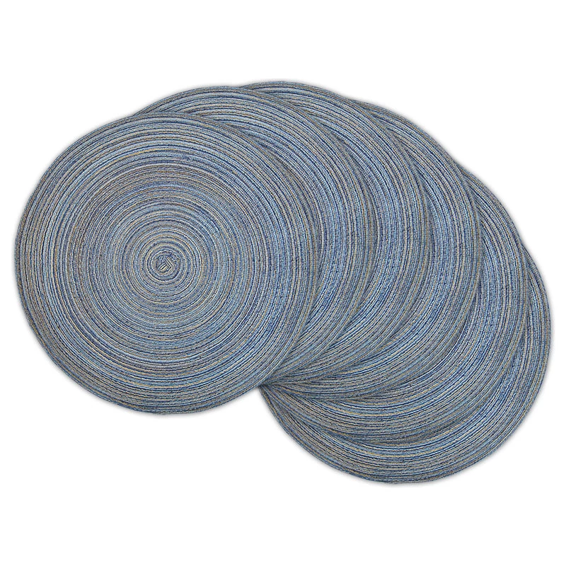 Variegated Blue Round Pp Woven Placemat Set/6