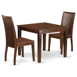 3-Piece Dinette Table Set, Table, 2 Dining Chairs, Mahogany Finish