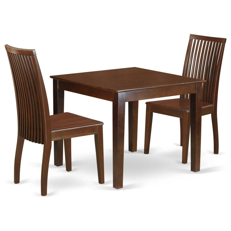3-Piece Dinette Table Set, Table, 2 Dining Chairs, Mahogany Finish