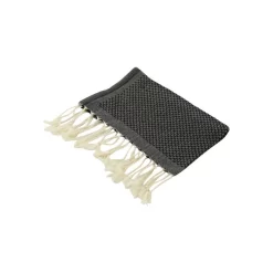 Fouta Hand Towels Honeycomb Solid Color, Black, Set Of 2