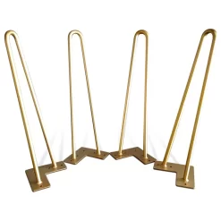 Premium 2 Rod INCLINED Hairpin Legs - Brass 1/2" Diameter- Set Of 4 - 16"