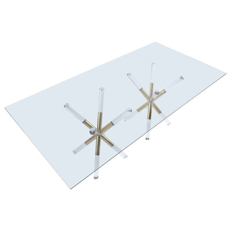The Helios Dining Table, 84", Glass And Acrylic, Modern, Rectangular - Image 4