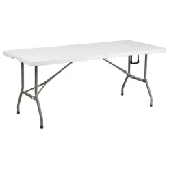 Bowery Hill 30" X 72" Plastic Folding Table In White