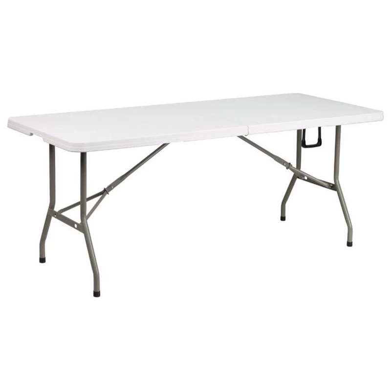Bowery Hill 30" X 72" Plastic Folding Table In White
